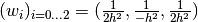 (w_i)_{i = 0 \dotsc 2} = (\frac{1}{2h^2}, \frac{1}{-h^2}, \frac{1}{2h^2})