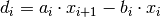 d_{i}=a_{i}\cdot x_{i+1}-b_{i}\cdot x_{i}