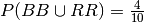 P(BB \cup RR) = \frac{4}{10}